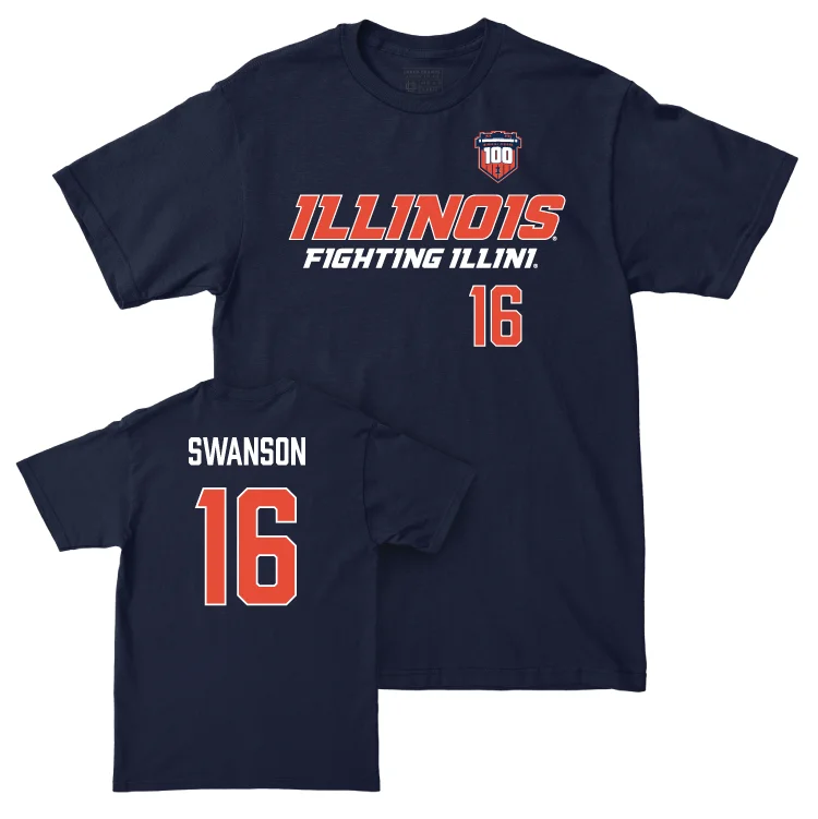 Football Jersey for Promotional Football Merchandise-Illinois Football 100th Anniversary Navy Player Tee - Cal Swanson | #16