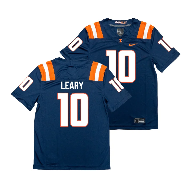 Football Jersey for College Football Fans-Nike Illinois Navy NIL Game Replica Football Jersey - Donovan Leary