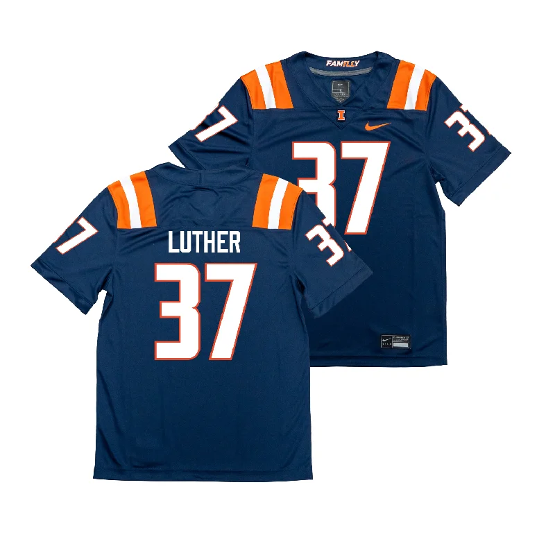 Football Jersey for Fun Sports Events-Nike Illinois Navy NIL Game Replica Football Jersey - Sage Luther