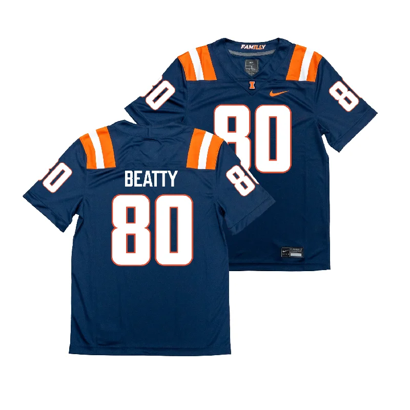 Football Jersey for Custom Fan Merchandise for Schools-Nike Illinois Navy NIL Game Replica Football Jersey - Hank Beatty