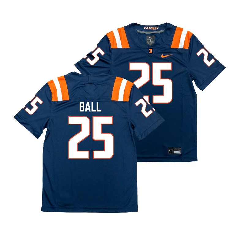 Football Jersey for Customized Jerseys for Football Fans-Nike Illinois Navy NIL Game Replica Football Jersey - Aaron Ball