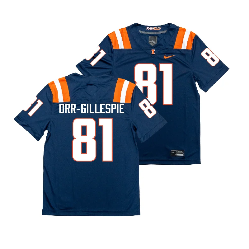 Football Jersey for Personalized Apparel for Football Fans-Nike Illinois Navy NIL Game Replica Football Jersey - Carlos Orr-Gillespie