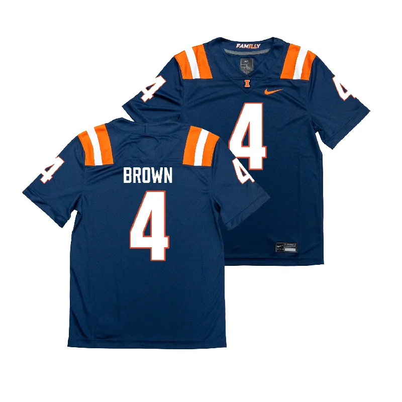 Football Jersey for Official Team Jerseys for Fans-Nike Illinois Navy NIL Game Replica Football Jersey - Daniel Brown