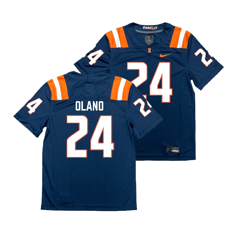 Football Jersey for Custom Fan Apparel for Local Teams-Nike Illinois Navy NIL Game Replica Football Jersey - David Olano