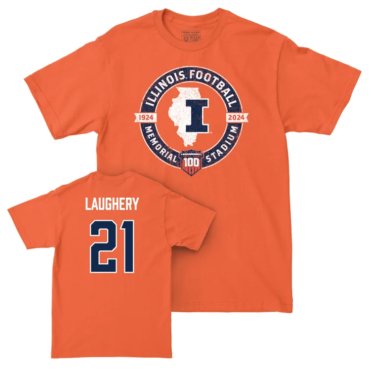 Football Jersey for High School Football Gear-Illinois Football 100th Anniversary Orange Tradition Tee - Aidan Laughery | #21