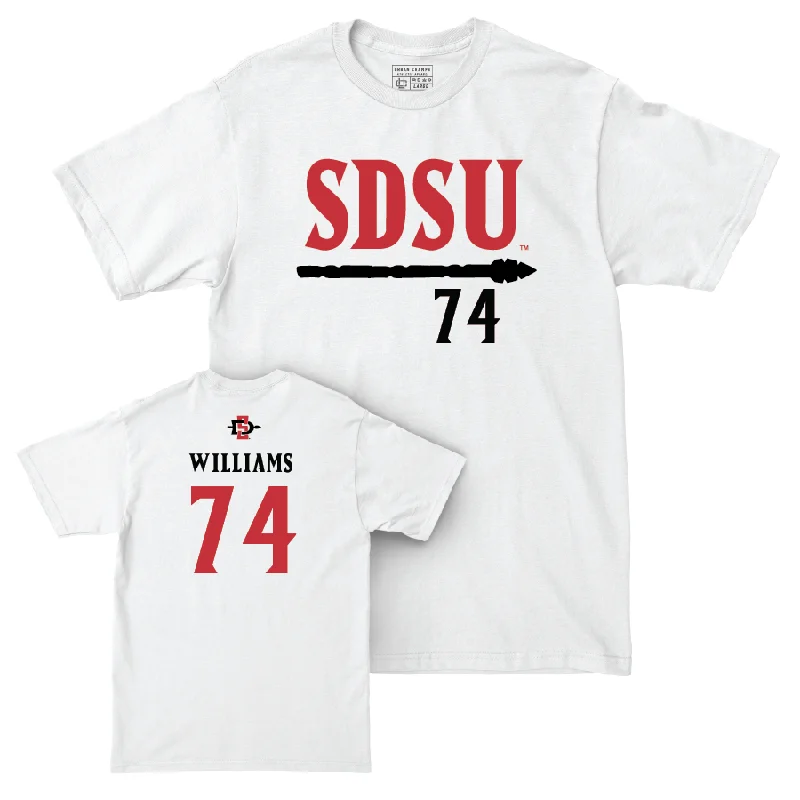 Football Jersey for Custom Team Apparel for Schools-SDSU Football White Staple Comfort Colors Tee   - Nate Williams