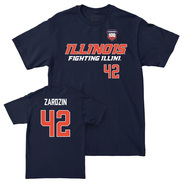 Football Jersey for Custom Football Jerseys for Tournaments-Illinois Football 100th Anniversary Navy Player Tee - Luke Zardzin | #42