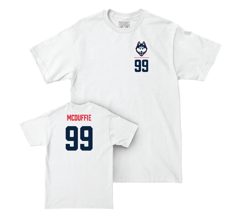 Football Jersey for Retro Football Fan Gear-UConn Football Logo White Comfort Colors Tee - Sokoya McDuffie | #99