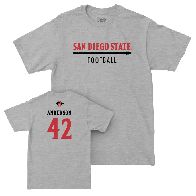 Football Jersey for Personalized Team Wear-SDSU Football Sport Grey Classic Tee - Brady Anderson #42