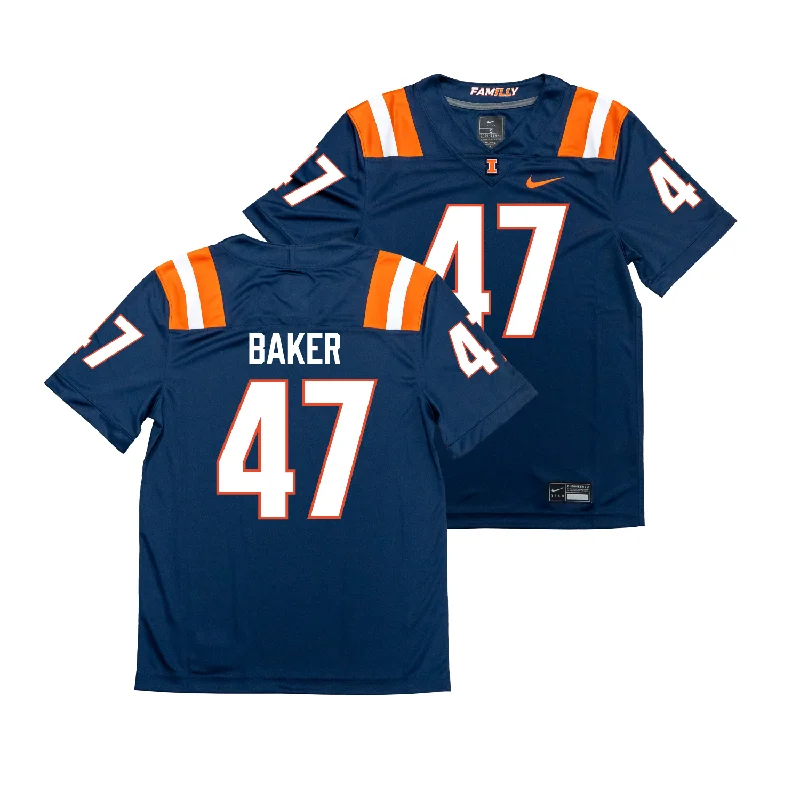 Football Jersey for Football Players and Fans-Nike Illinois Navy NIL Game Replica Football Jersey - Easton Baker