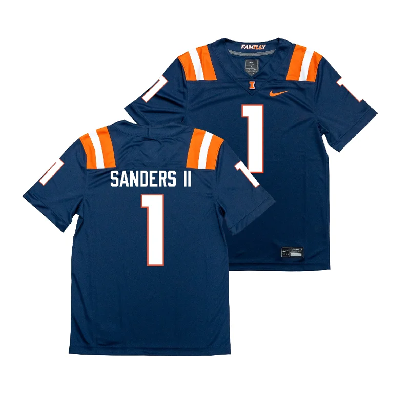 Football Jersey for Group Sports Jerseys-Nike Illinois Navy NIL Game Replica Football Jersey - Mario Sanders II