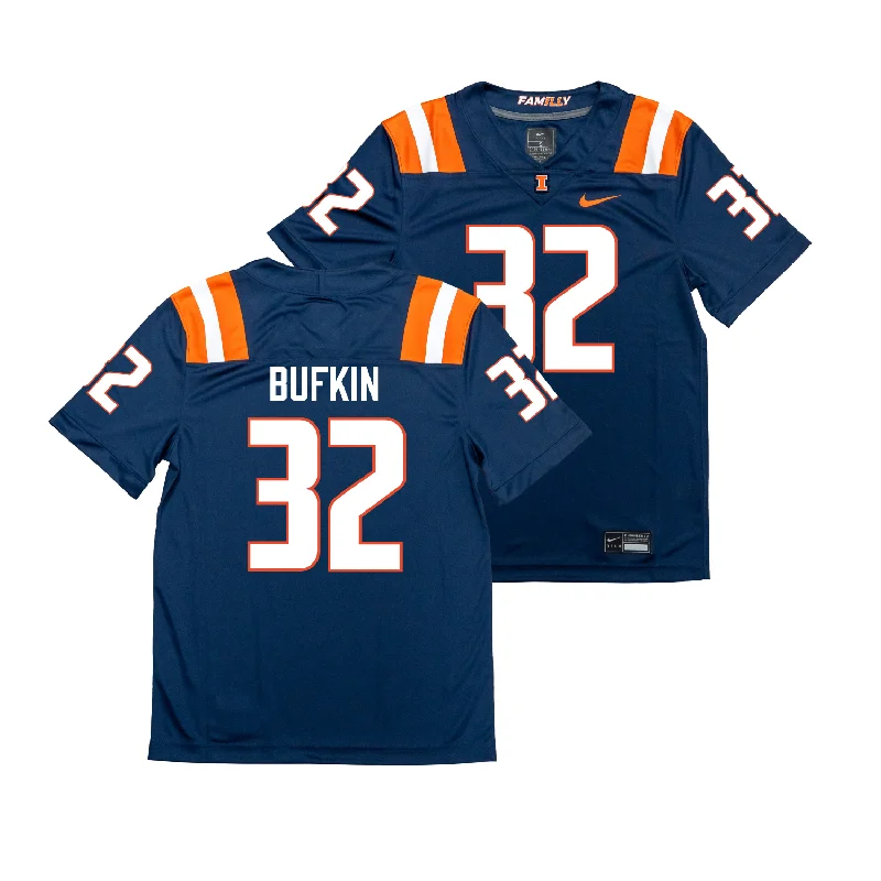 Football Jersey for Exclusive Team Jerseys for Fans-Nike Illinois Navy NIL Game Replica Football Jersey - CJ Bufkin #32