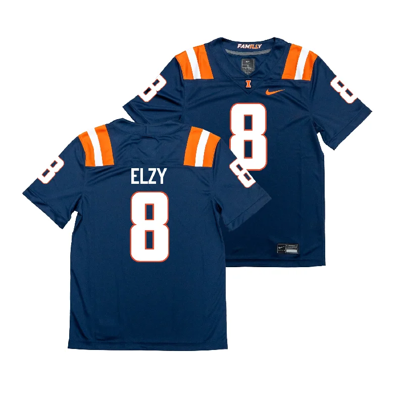 Football Jersey for Exclusive Football Team Apparel-Nike Illinois Navy NIL Game Replica Football Jersey - Malik Elzy