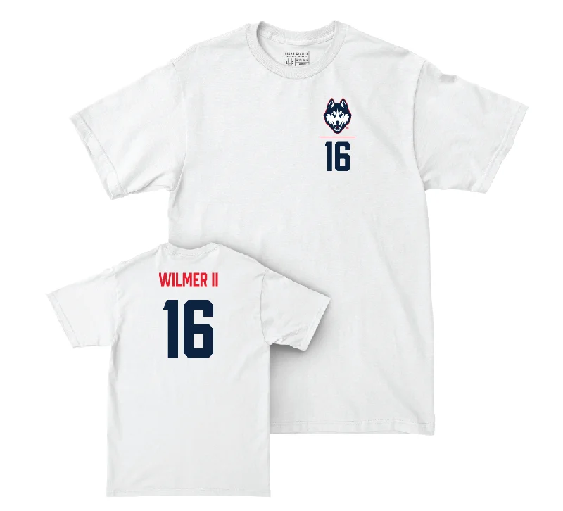 Football Jersey for Special Edition Football Jerseys-UConn Football Logo White Comfort Colors Tee - Maurice Wilmer II | #16