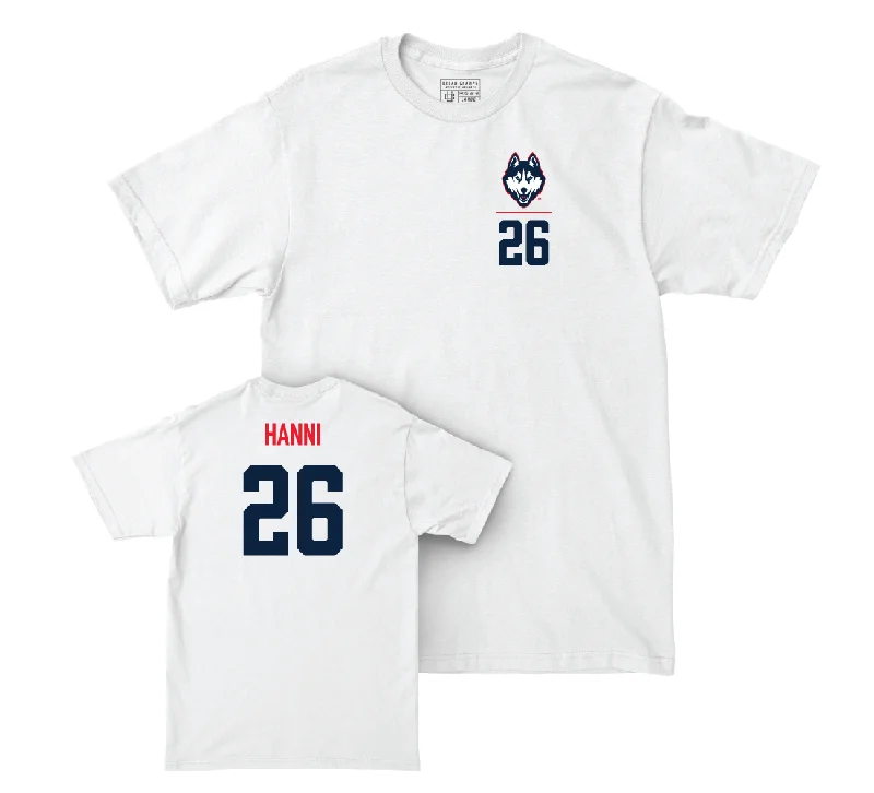 Football Jersey for Personalized Football Gifts for Supporters-UConn Football Logo White Comfort Colors Tee - Sabri Hanni | #26