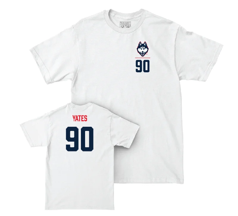 Football Jersey for Special Football Tournament Jerseys-UConn Football Logo White Comfort Colors Tee - Pryce Yates | #90