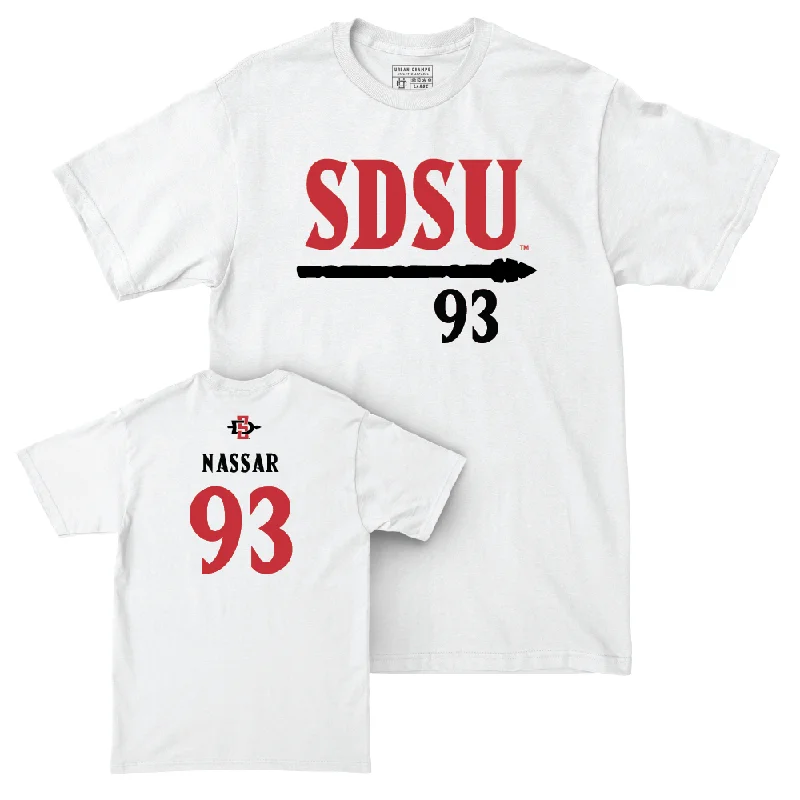 Football Jersey for Custom Team Wear for Leagues-SDSU Football White Staple Comfort Colors Tee  - Brady Nassar