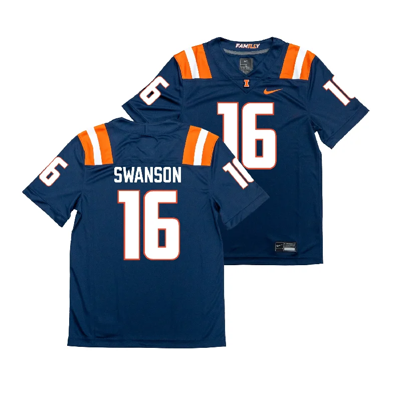 Football Jersey for Custom Team Uniforms for Schools-Nike Illinois Navy NIL Game Replica Football Jersey - Cal Swanson