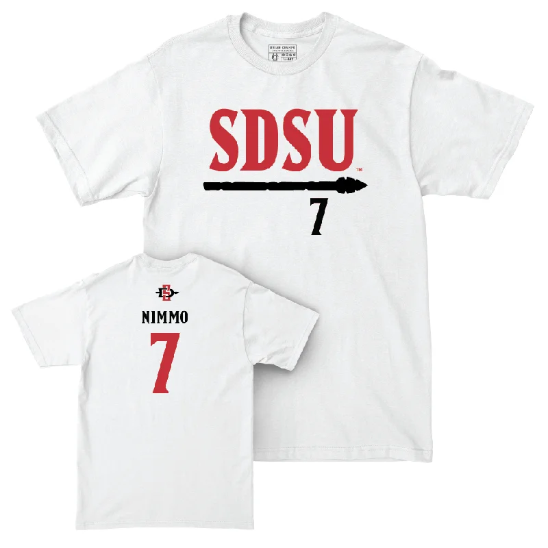 Football Jersey for Fan Gear for Game Day-SDSU Football White Staple Comfort Colors Tee  - William Nimmo