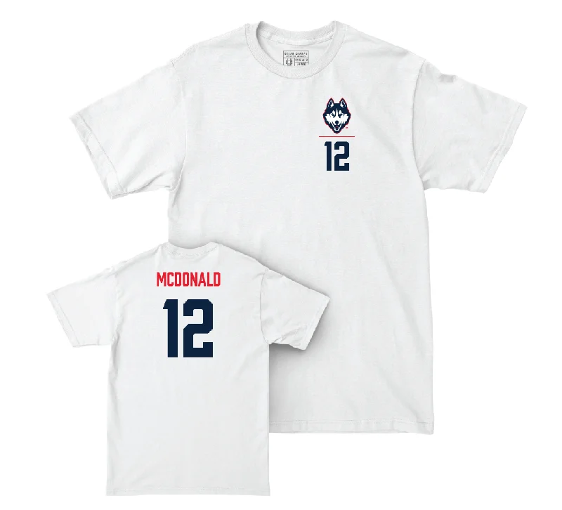 Football Jersey for Fan Merchandise for Football Events-UConn Football Logo White Comfort Colors Tee - Tucker McDonald | #12