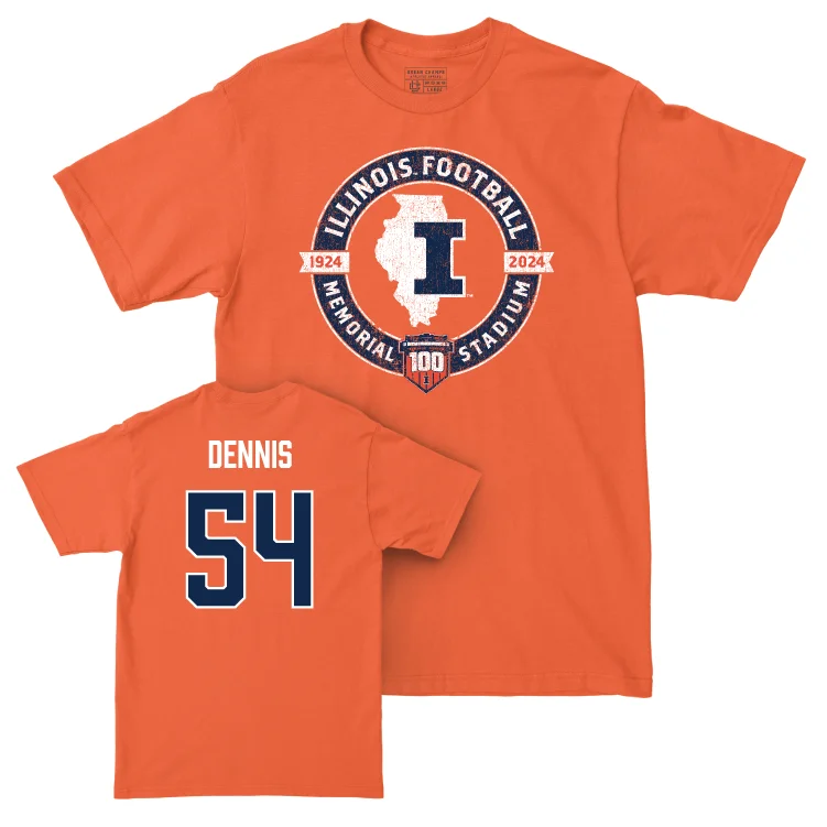 Football Jersey for Custom Team Wear for Leagues-Illinois Football 100th Anniversary Orange Tradition Tee - AJ Dennis | #54