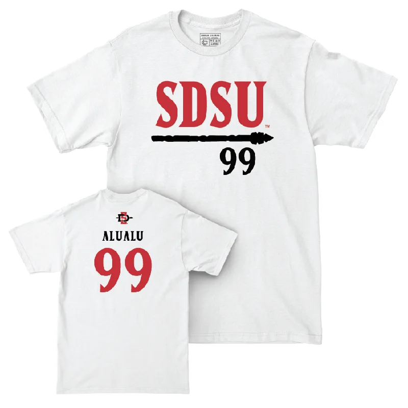 Football Jersey for Fan Club Apparel-SDSU Football White Staple Comfort Colors Tee   - Tupu Alualu