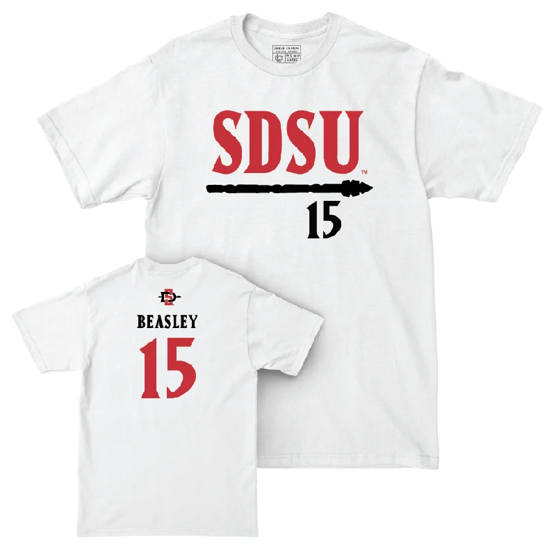 Football Jersey for Personalized Jerseys for Schools-SDSU Football White Staple Comfort Colors Tee   - Tayvion Beasley