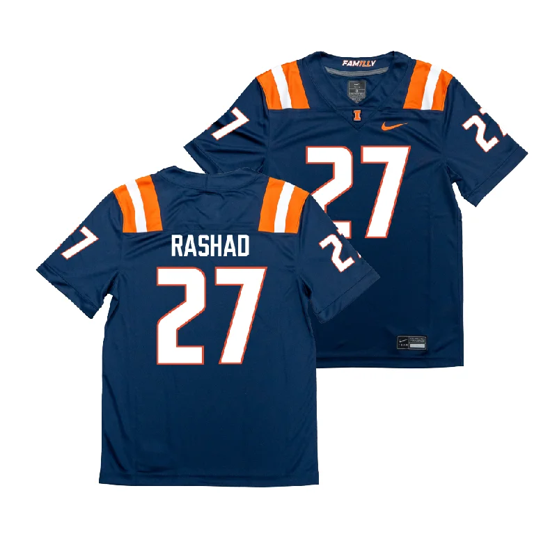 Football Jersey for Sports Fundraisers-Nike Illinois Navy NIL Game Replica Football Jersey  - Corey Rashad