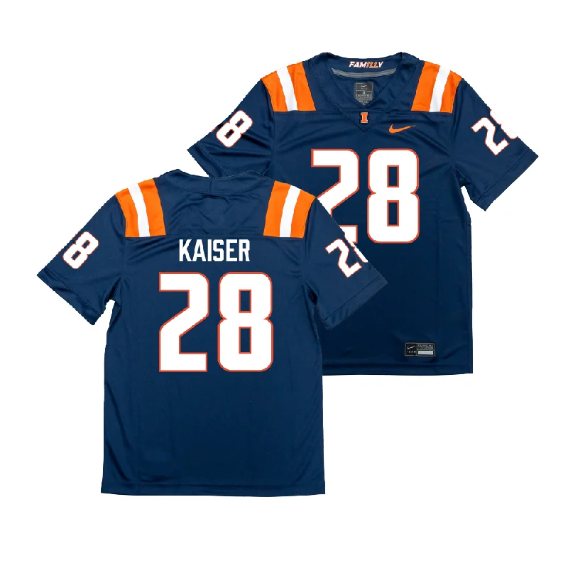 Football Jersey for Player Recognition-Nike Illinois Navy NIL Game Replica Football Jersey  - Karson Kaiser