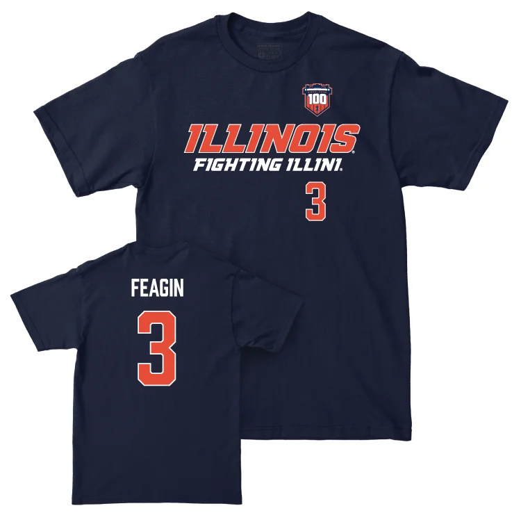 Football Jersey for Custom Graphics for Football Jerseys-Illinois Football 100th Anniversary Navy Player Tee - Kaden Feagin | #3