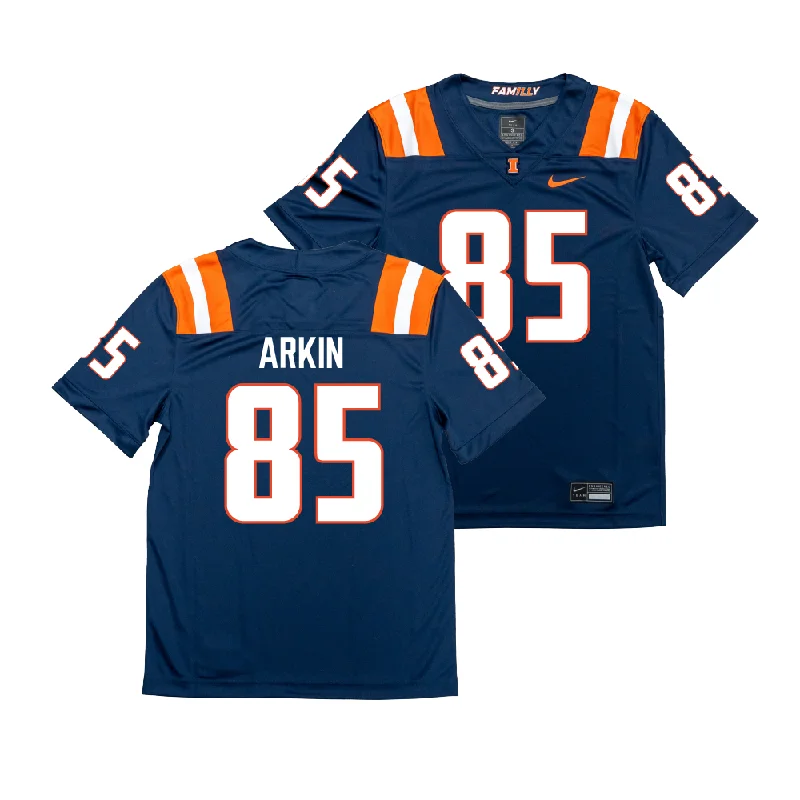 Football Jersey for Custom Team Numbers-Nike Illinois Navy NIL Game Replica Football Jersey  - Tanner Arkin