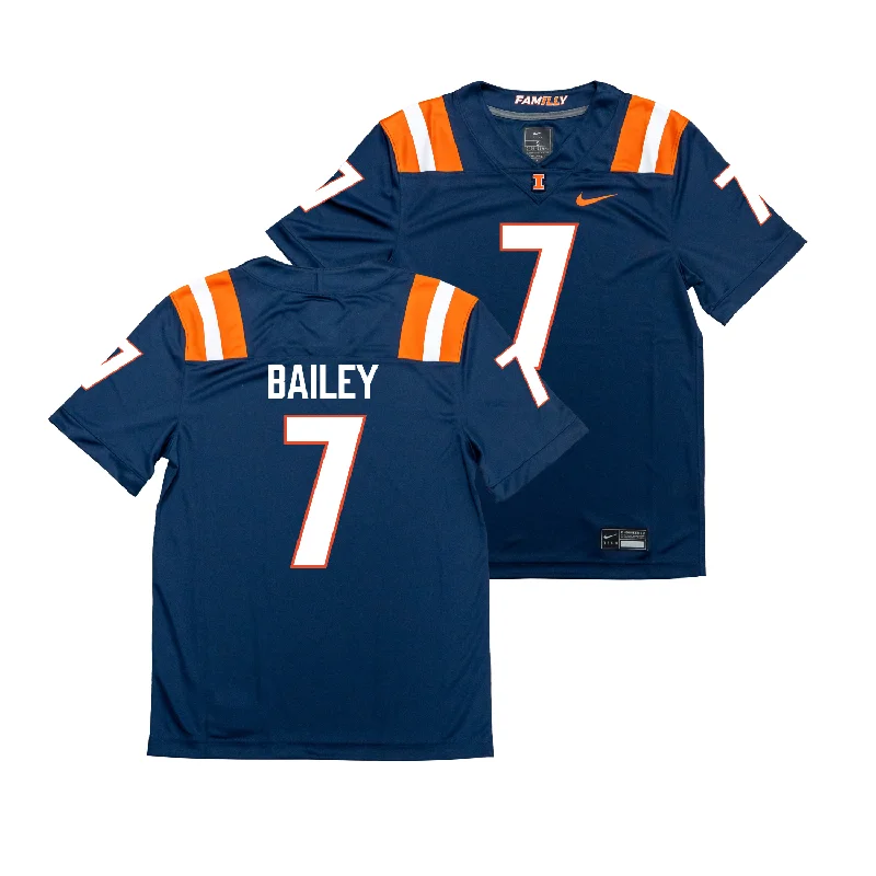 Football Jersey for Fan Gear for Football Games-Nike Illinois Navy NIL Game Replica Football Jersey - Matthew Bailey