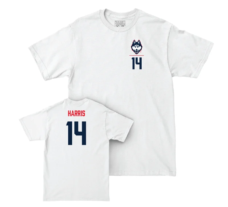 Football Jersey for Collector Football Jerseys-UConn Football Logo White Comfort Colors Tee - Nick Harris | #14