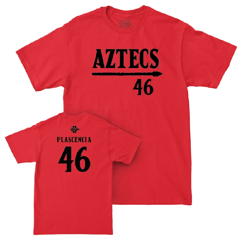 Football Jersey for Football Supporter Merchandise for Fans-SDSU Football Red Staple Tee - Gabriel Plascencia #46