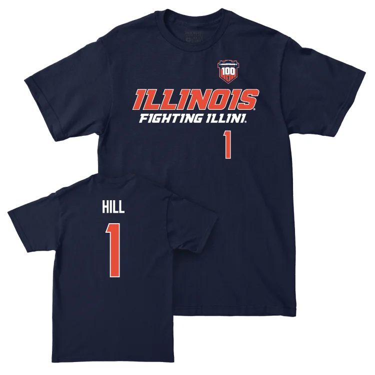 Football Jersey for Kids’ Football Team Gear-Illinois Football 100th Anniversary Navy Player Tee - Demetrius Hill | #1