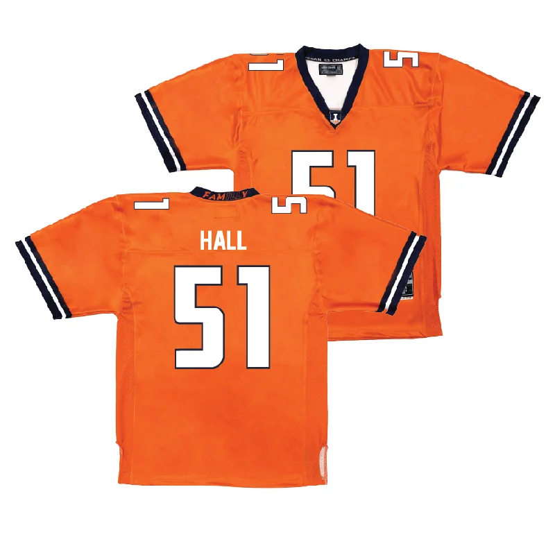 Football Jersey for Customized Football Fan Apparel-Orange Football Fighting Illini Jersey     - Aidan Hall