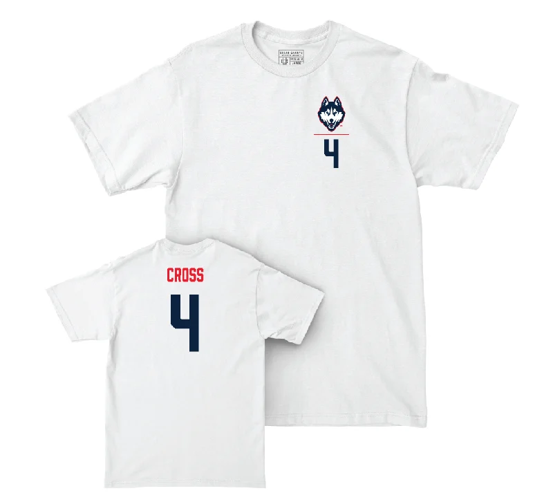 Football Jersey for Custom Fan Gear for Competitions-UConn Football Logo White Comfort Colors Tee - Stan Cross | #4