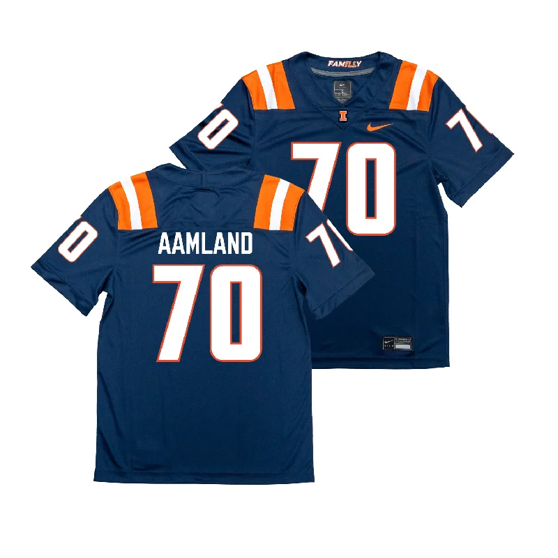 Football Jersey for Special Football Event Merchandise-Nike Illinois Navy NIL Game Replica Football Jersey - Zach Aamland