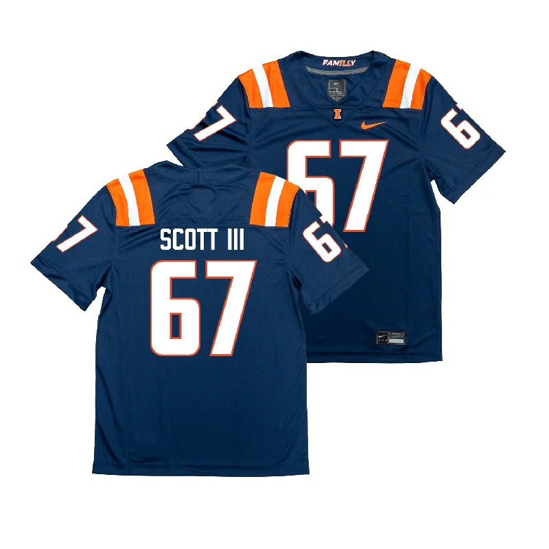 Football Jersey for Sports-Themed Gifts-Nike Illinois Navy NIL Game Replica Football Jersey - Steven Scott III