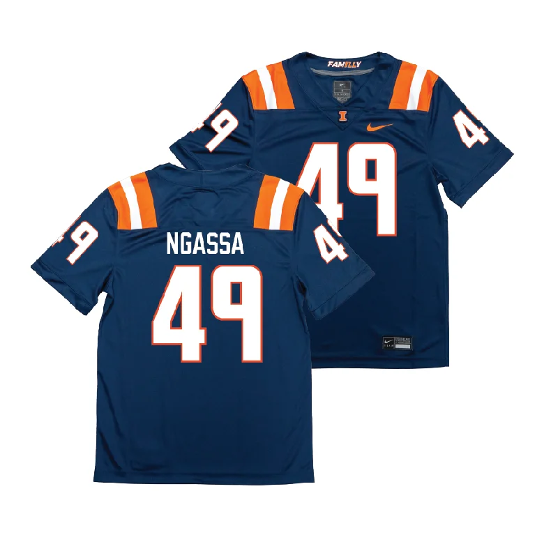 Football Jersey for Football Fan Apparel for Events-Nike Illinois Navy NIL Game Replica Football Jersey  - Harrysson Ngassa