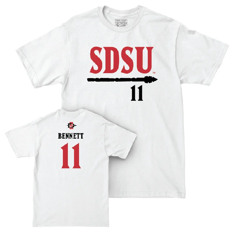 Football Jersey for Fundraising Campaigns-SDSU Football White Staple Comfort Colors Tee   - Nate Bennett