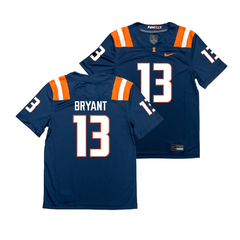 Football Jersey for Custom Fan Gear-Nike Illinois Navy NIL Game Replica Football Jersey - Pat Bryant