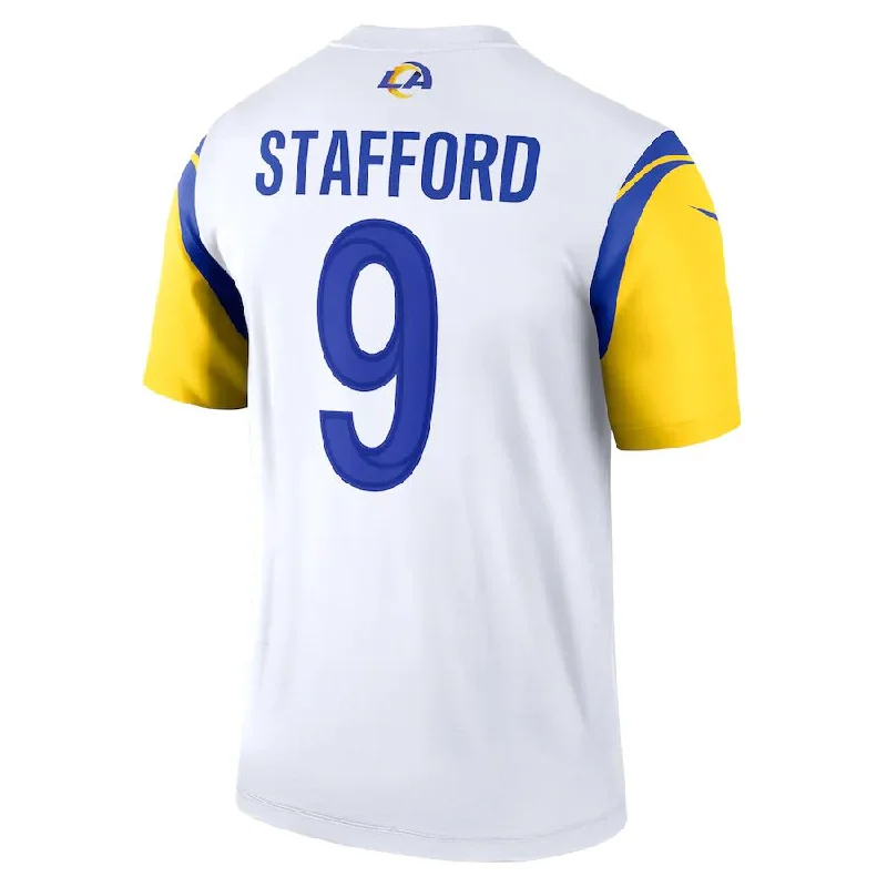 Rugby Jersey for Retro Rugby Fan Apparel-LA.Rams #9 Matthew Stafford White Legend Jersey Stitched American Football Jerseys