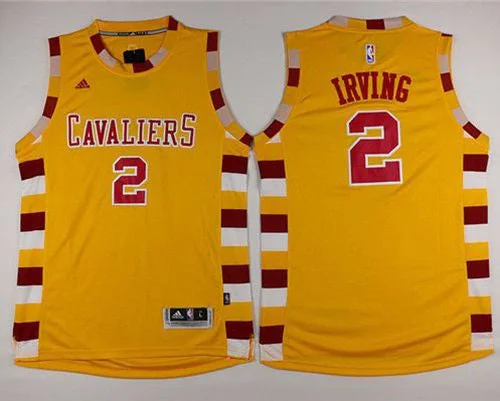 Basketball Jersey for Personalized Sports Apparel-Cavaliers #2 Kyrie Irving Gold Throwback Classic Stitched Basketball Jersey