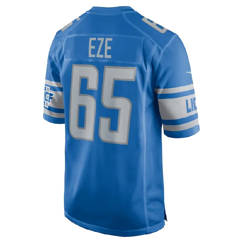 Rugby Jersey for Group Apparel for Teams-D.Lions #65 Obinna Eze Blue Player Game Jersey Stitched American Football Jerseys