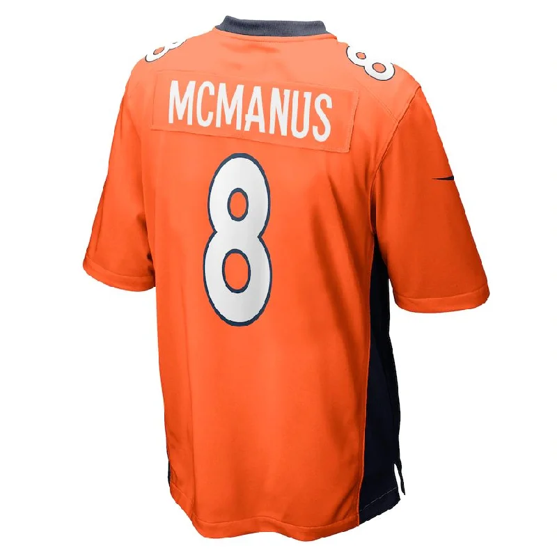 Rugby Jersey for Special Rugby Event Merchandise-D.Broncos #8 Brandon McManus Orange Game Jersey Stitched American Football Jerseys