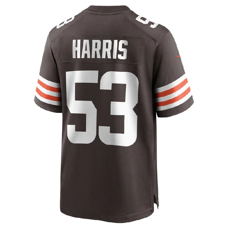 Rugby Jersey for Fun Rugby Tournaments-C.Browns #53 Nick Harris Brown Game Jersey Stitched American Football Jerseys