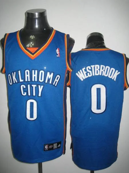 Basketball Jersey for Exclusive Fan Gear-Thunder #0 Russell Westbrook Stitched Blue Basketball Jersey