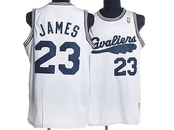 Basketball Jersey for Group Apparel for Teams-Mitchell and Ness Cavaliers #23 LeBron James White Throwback Stitched Basketball Jersey