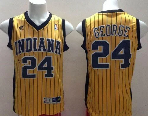 Basketball Jersey for Custom Fan Jerseys for Groups-Pacers #24 Paul George Yellow Throwback Stitched Basketball Jersey